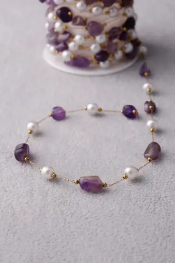 Coloured pearl chain-Stainless steel
