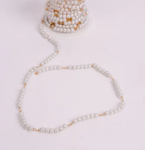 White pearl chain-Stainless steel