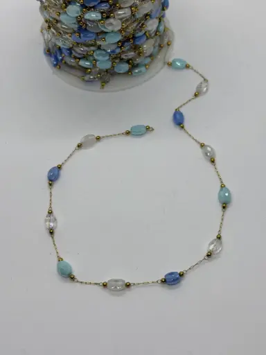 Blue glassy stainless steel chain