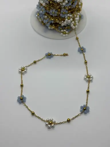 Baby blue flower chain-Stainless steel