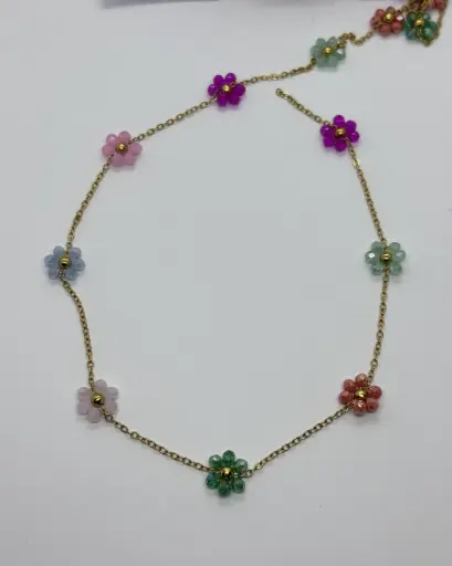 Coloured flower chain-Stainless steel