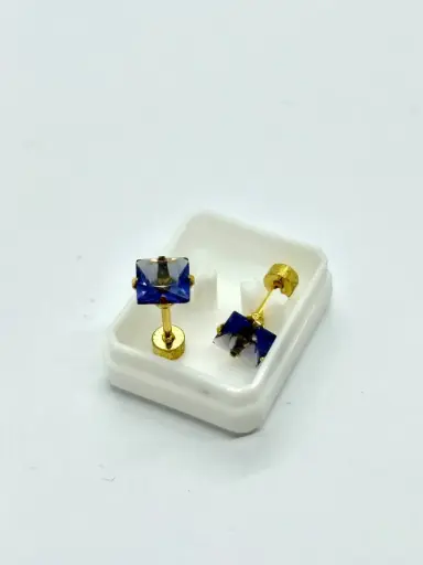 Purple diamond flatback earring-Stainless steel