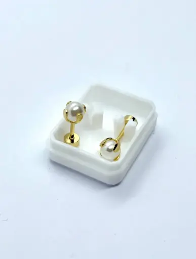 Pearl earring flatback -Gold plated