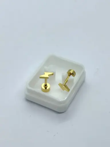 Lightning bolt earring flatback-Gold plated