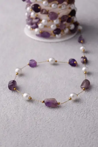 Purple-Pearl chain -stainless steel
