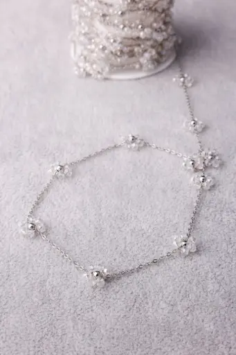 Transparent Flower Silver chain -stainless steel