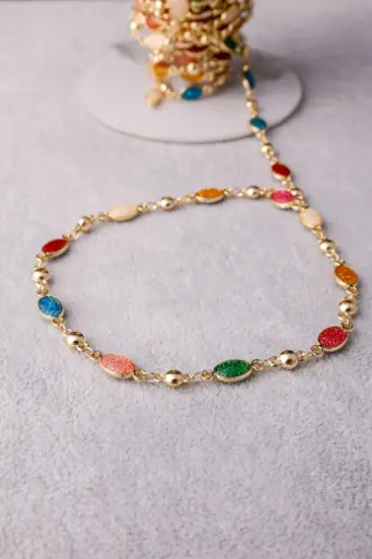 Oval colored chain -gold plated