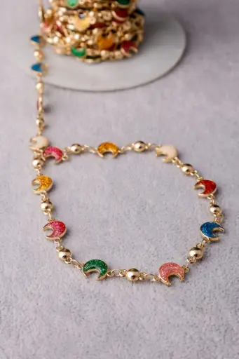 Crescent colored chain -gold plated